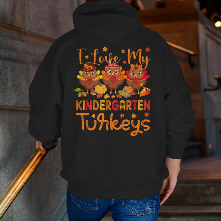 I Love My Kindergarten Turkeys Thanksgiving Teacher Students Men Zip Up Hoodie Back Print, funny gift I Love My Kindergarten Turkeys Thanksgiving Teacher Students Men Zip Up Hoodie Back Print, funny gift