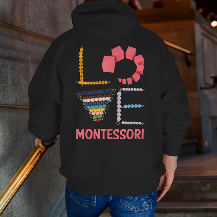 Love Montessori Education Math Teacher Men Zip Up Hoodie Back Print, funny gift