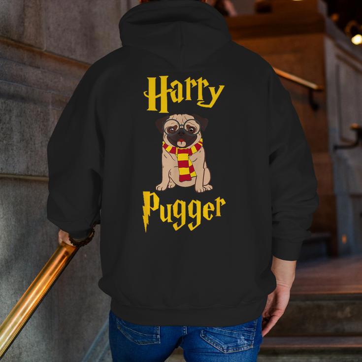 Lovely Harry Pugger Pug Men Zip Up Hoodie Back Print, funny gift