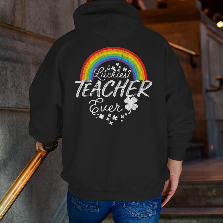 Luckiest Teacher Ever Rainbow- St Patricks Day Teacher Men Zip Up Hoodie Back Print, funny gift Luckiest Teacher Ever Rainbow- St Patricks Day Teacher Men Zip Up Hoodie Back Print, funny gift