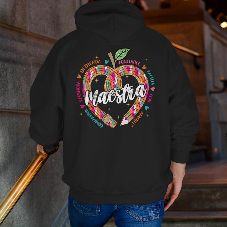 Maestra Pencil Spanish Teacher Bilingual 100 Days Of School Men Zip Up Hoodie Back Print, funny gift Maestra Pencil Spanish Teacher Bilingual 100 Days Of School Men Zip Up Hoodie Back Print, funny gift