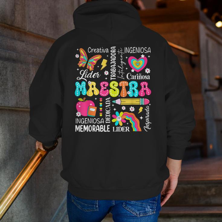 Maestra Spanish Teacher Back To School Maestra De Espanol Men Zip Up Hoodie Back Print, funny gift