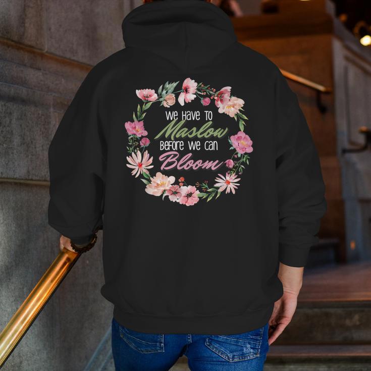 Maslow Before Blooms SPED Teacher School Psychologist Retro Men Women Men Zip Up Hoodie Back Print, funny gift