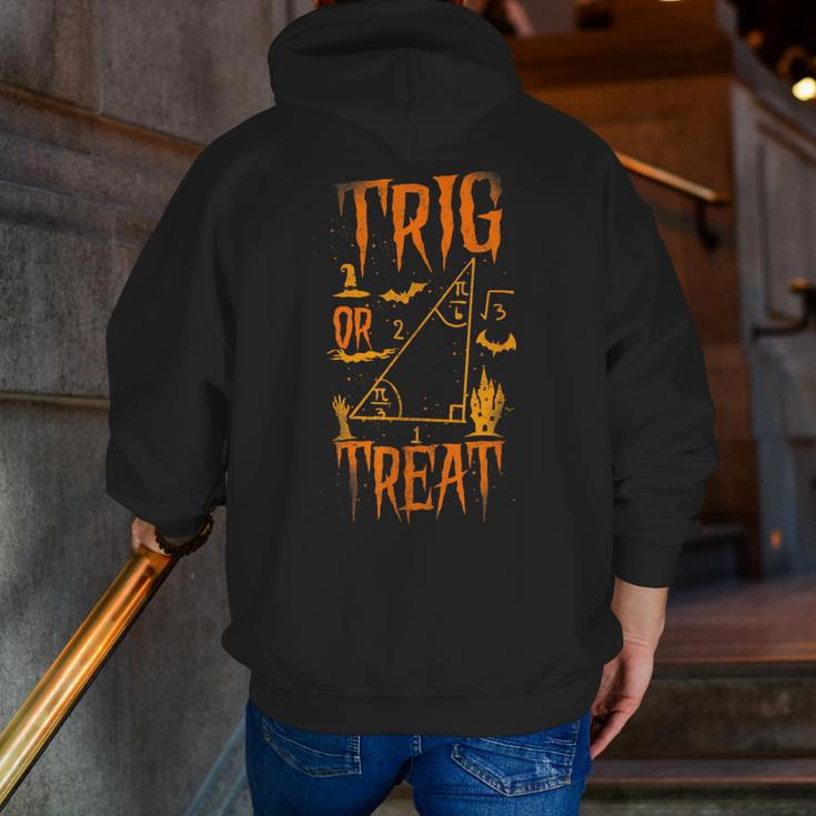 Math Teacher Nerd Student Halloween Trig Or Treat Men Zip Up Hoodie Back Print, funny gift
