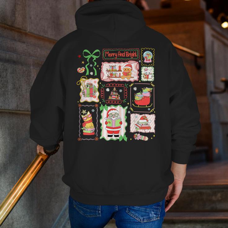 Merry And Bright Christmas Gingerbread Santa Book Teacher Men Zip Up Hoodie Back Print, funny gift Merry And Bright Christmas Gingerbread Santa Book Teacher Men Zip Up Hoodie Back Print, funny gift