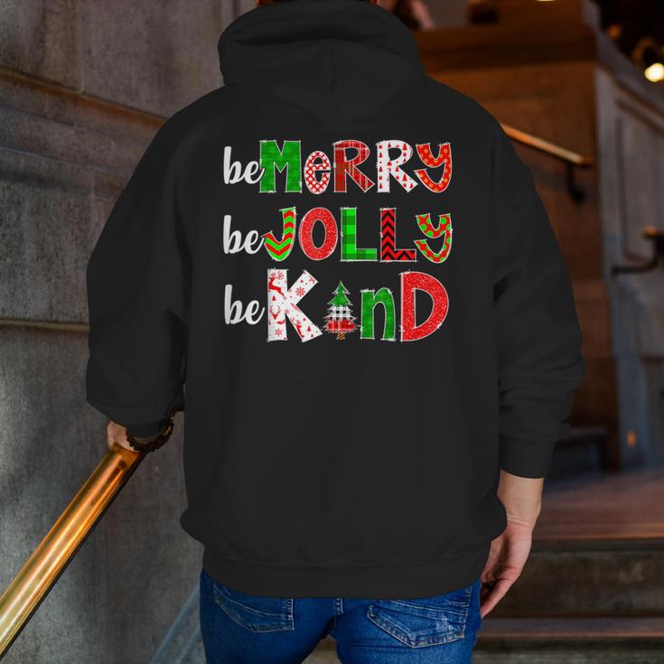 Be Merry Be Jolly Be Kind Merry Christmas Teacher Xmas Pjs Men Zip Up Hoodie Back Print, funny gift Be Merry Be Jolly Be Kind Merry Christmas Teacher Xmas Pjs Men Zip Up Hoodie Back Print, funny gift