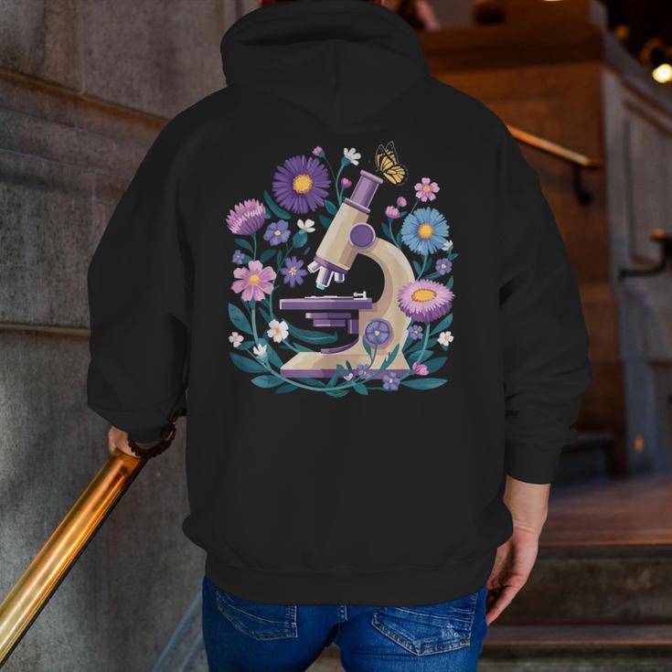 Microscope Flower Butterfly Biology Science Teacher Student Men Zip Up Hoodie Back Print, Science Teacher Hoodies, funny gift
