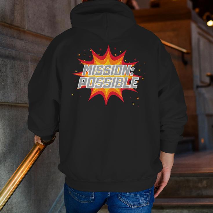 Mission Possible Motivational Inspirational School Teacher Men Zip Up Hoodie Back Print, funny gift Mission Possible Motivational Inspirational School Teacher Men Zip Up Hoodie Back Print, funny gift