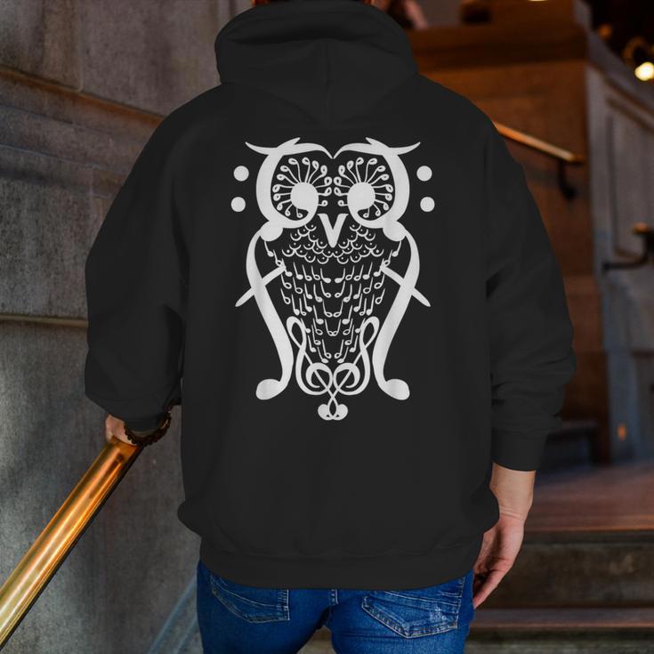 Music Note Owl Shirt Musicians Teacher Birthday Bird Men Zip Up Hoodie Back Print, funny gift