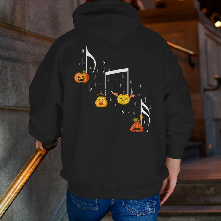 Music Note Pumpkin Fall Music Teacher Halloween Costume Men Zip Up Hoodie Back Print, funny gift