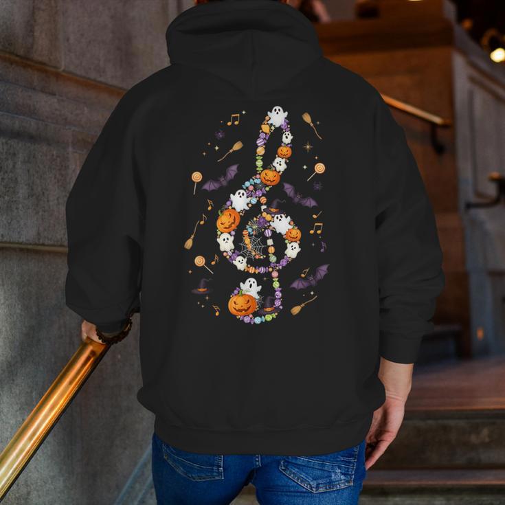 Music Note Symbol Halloween For Music Teacher Musicians Men Zip Up Hoodie Back Print, funny gift