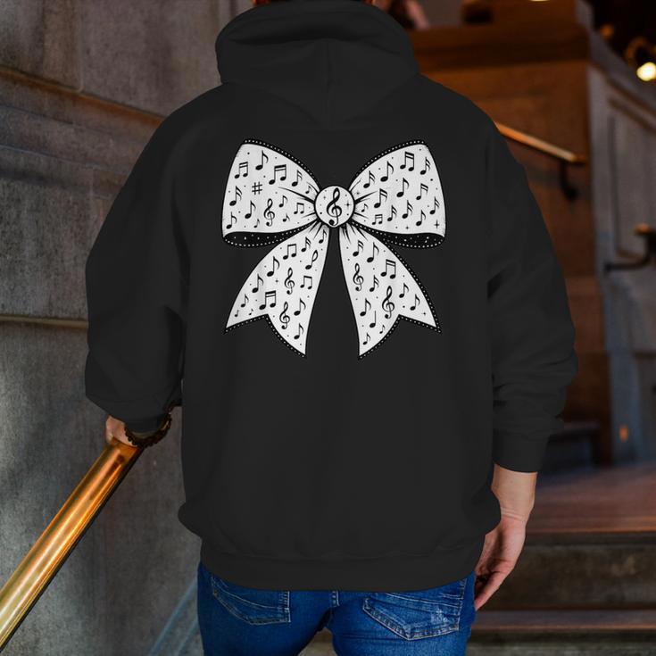 Music Notes Coquette Bow Music Teacher School Musician Band Men Zip Up Hoodie Back Print, funny gift