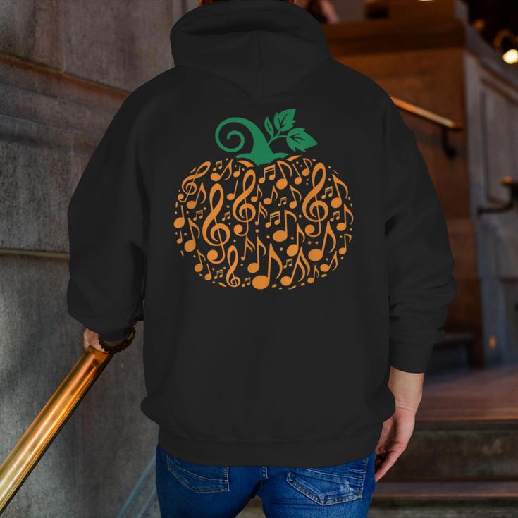 Music Notes Pumpkin Music Teacher Halloween Men Zip Up Hoodie Back Print, funny gift