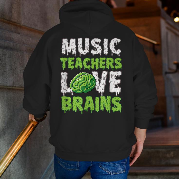 Music Teachers Love Brains Cute Teaching Halloween Men Zip Up Hoodie Back Print, funny gift