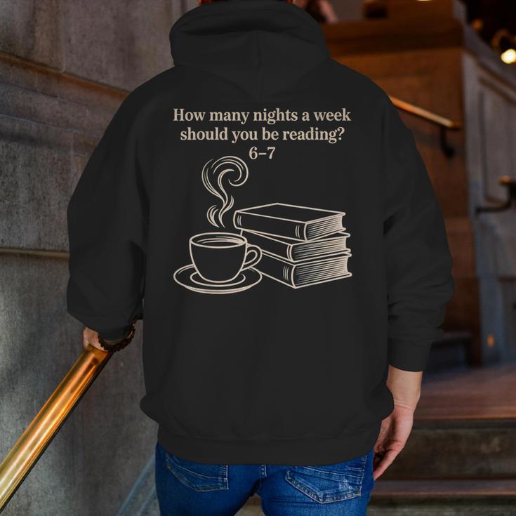 How Many Nights A Week Should You Be Reading 6-7 Teacher Fun Men Zip Up Hoodie Back Print, funny gift How Many Nights A Week Should You Be Reading 6-7 Teacher Fun Men Zip Up Hoodie Back Print, funny gift