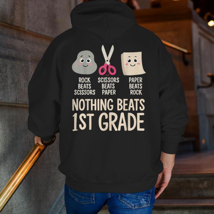 Nothing Beats 1st Grade Back To School Kids Teachers Men Zip Up Hoodie Back Print, funny gift