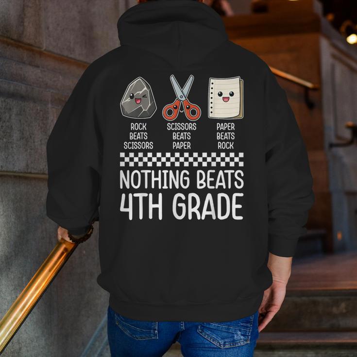 Nothing Beats 4th Grade Back To School Kids Teachers Men Zip Up Hoodie Back Print, funny gift
