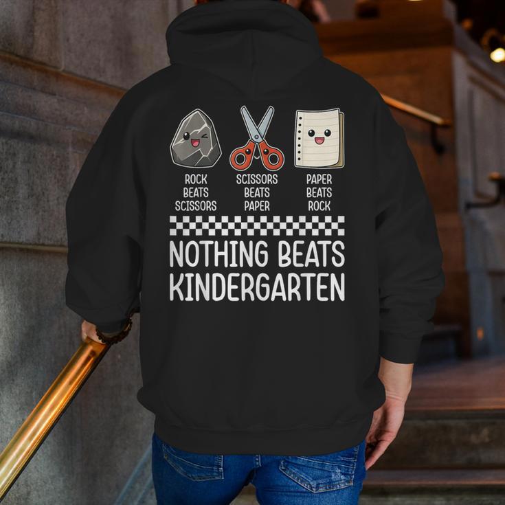 Nothing Beats Kindergarten Back To School Kids Teacher Men Zip Up Hoodie Back Print, funny gift