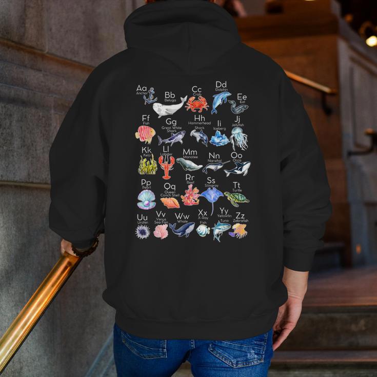 Ocean Animals Alphabet Cute Sea Life ABC Marine Kids Teacher Men Zip Up Hoodie Back Print, funny gift Ocean Animals Alphabet Cute Sea Life ABC Marine Kids Teacher Men Zip Up Hoodie Back Print, funny gift
