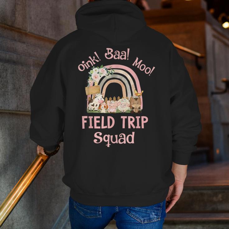Oink Baa Moo Field Trip Squad Teacher Students Matching Men Zip Up Hoodie Back Print, funny gift