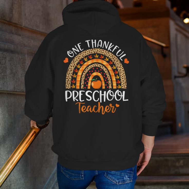 One Thankful Preschool Teacher Thanksgiving Rainbow Men Zip Up Hoodie Back Print, funny gift One Thankful Preschool Teacher Thanksgiving Rainbow Men Zip Up Hoodie Back Print, funny gift
