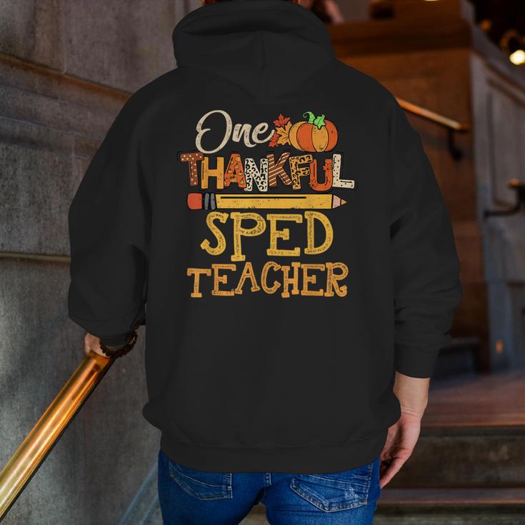 One Thankful Sped Teacher Cute Thanksgiving Women Men Zip Up Hoodie Back Print, funny gift