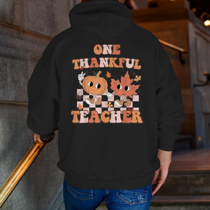 One Thankful Teacher Fall Leaves Thanksgiving Retro Men Zip Up Hoodie Back Print, funny gift One Thankful Teacher Fall Leaves Thanksgiving Retro Men Zip Up Hoodie Back Print, funny gift