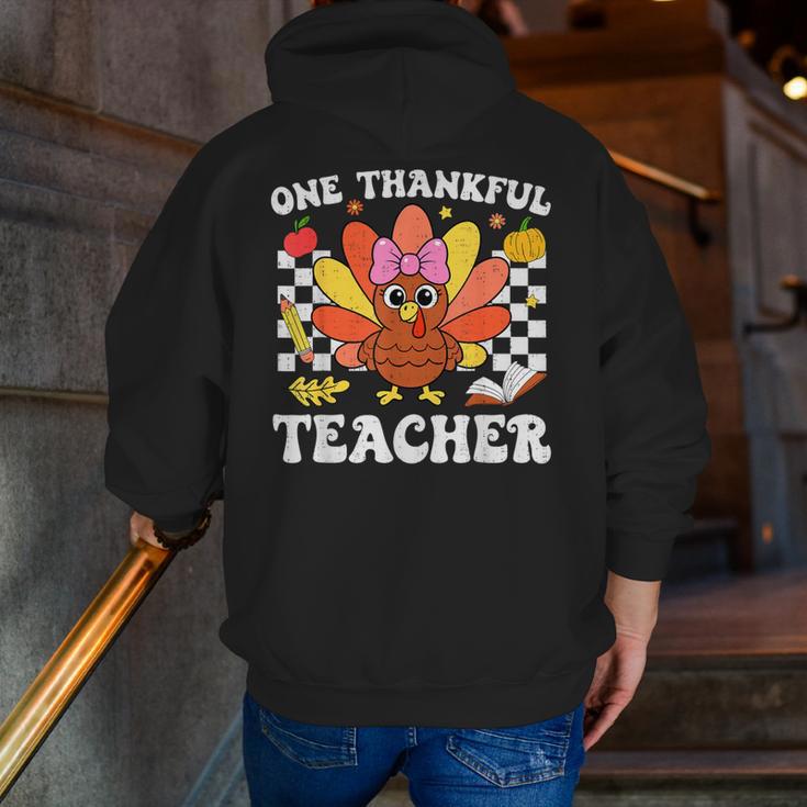 One Thankful Teacher Turkey Thanksgiving Teaching Men Zip Up Hoodie Back Print, funny gift One Thankful Teacher Turkey Thanksgiving Teaching Men Zip Up Hoodie Back Print, funny gift