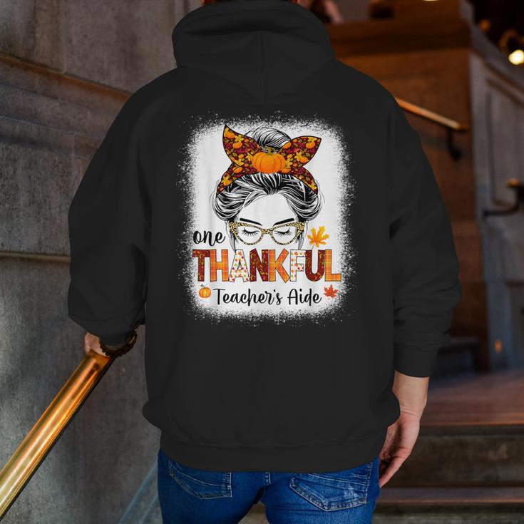 One Thankful Teacher's Aide Messy Bun Thanksgiving Fall Men Zip Up Hoodie Back Print, funny gift One Thankful Teacher's Aide Messy Bun Thanksgiving Fall Men Zip Up Hoodie Back Print, funny gift