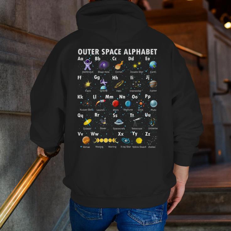 Outer Space Alphabet Kindergarten Teachers 1st Day Of School Men Zip Up Hoodie Back Print, funny gift