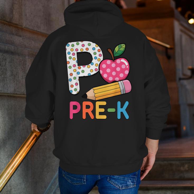 P Is For Pre K Teacher Student Pencil Apple Back To School Men Zip Up Hoodie Back Print, funny gift P Is For Pre K Teacher Student Pencil Apple Back To School Men Zip Up Hoodie Back Print, funny gift