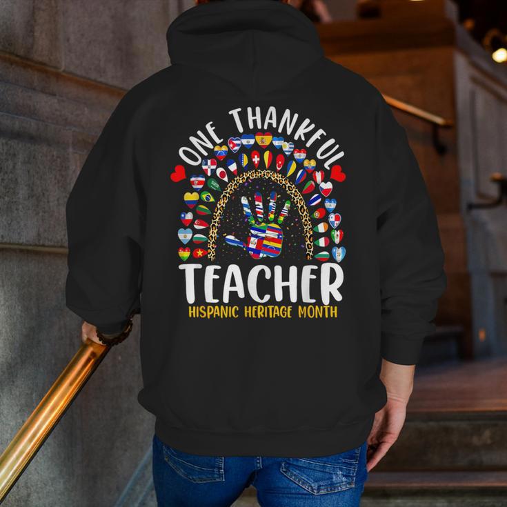 Hispanic Heritage Month One Thankful Teacher Rainbow Men Zip Up Hoodie Back Print, funny gift