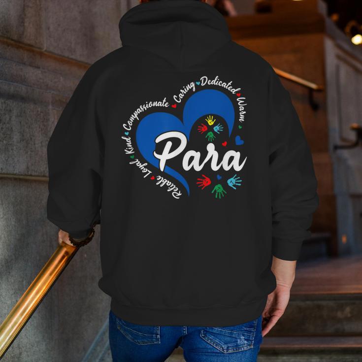 Para Heart Teacher Paraprofessional School Appreciation Men Zip Up Hoodie Back Print, funny gift Para Heart Teacher Paraprofessional School Appreciation Men Zip Up Hoodie Back Print, funny gift