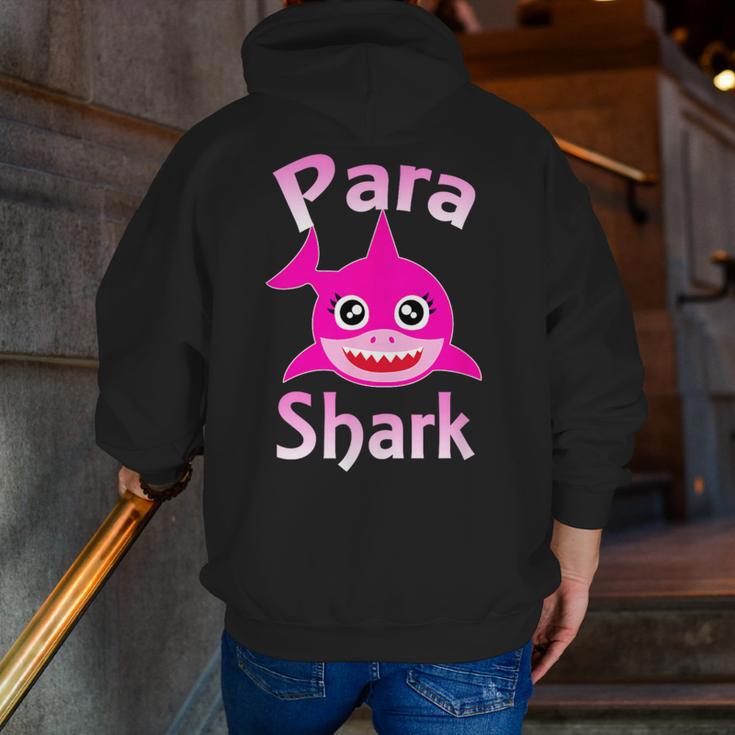 Para Shark Paraprofessional Female Teacher Men Zip Up Hoodie Back Print, funny gift