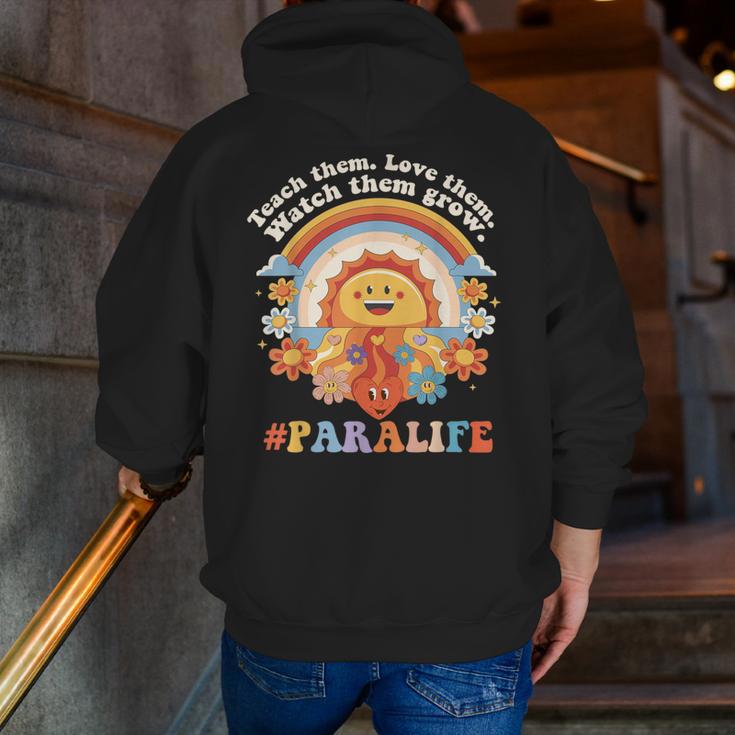 Paraprofessional Para Life Sun Flower Teacher Back To School Men Zip Up Hoodie Back Print, funny gift