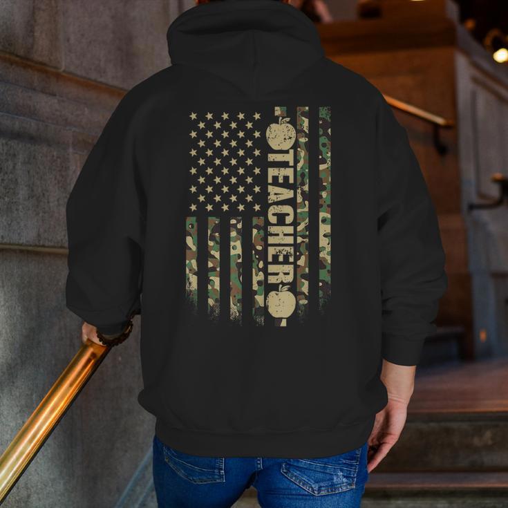 Patriotic Teacher American Flag Camouflage 4th Of July Camo Men Zip Up Hoodie Back Print, funny gift Patriotic Teacher American Flag Camouflage 4th Of July Camo Men Zip Up Hoodie Back Print, funny gift