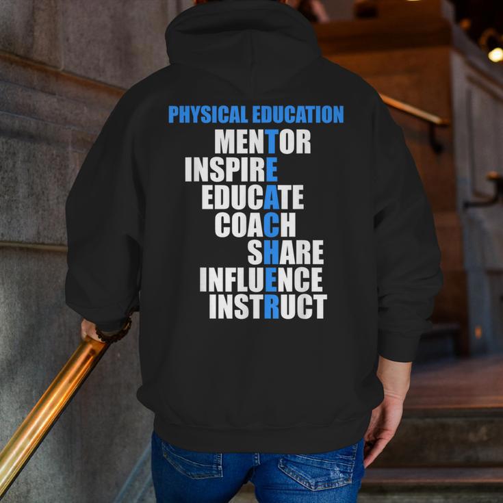 PE Physical Education Teacher For PE Teacher Men Zip Up Hoodie Back Print, Pe Teacher Hoodies, funny gift