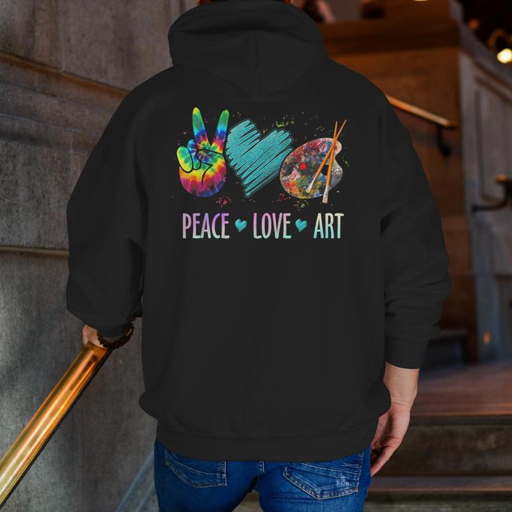 Peace Love Art Painting Palette Art Teacher Men Zip Up Hoodie Back Print, funny gift