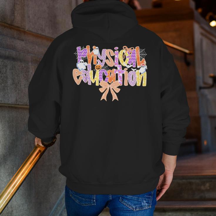 Physical Education Halloween Bow Checkered Teacher Ghost PE Men Zip Up Hoodie Back Print, Pe Teacher Hoodies, funny gift Physical Education Halloween Bow Checkered Teacher Ghost PE Men Zip Up Hoodie Back Print, Pe Teacher Hoodies, funny gift