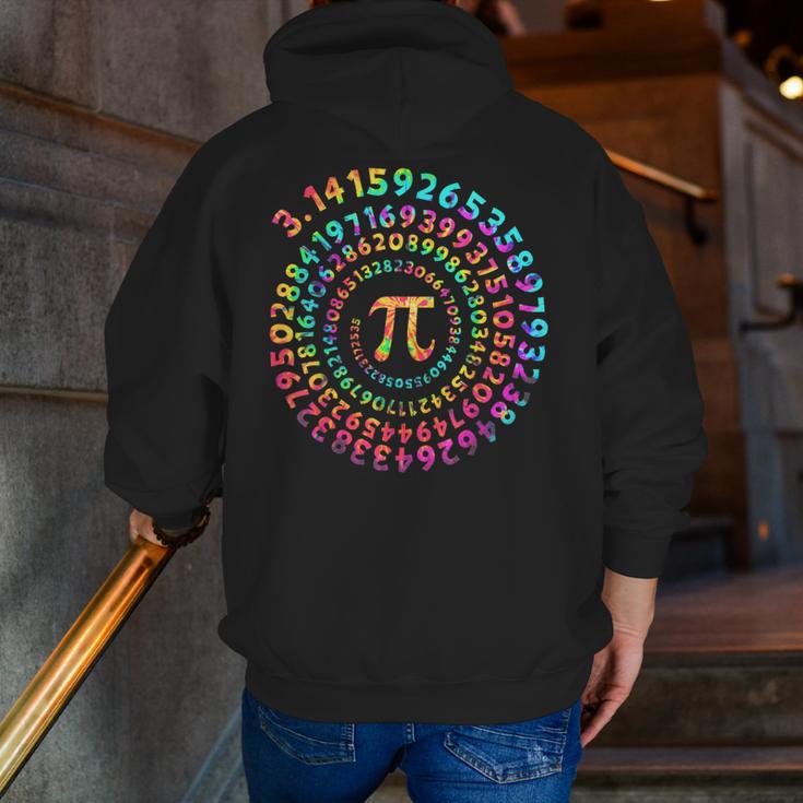 Pi Day Math Teacher Tie Dye Spiral Pi 314 Pi Day Men Zip Up Hoodie Back Print, funny gift