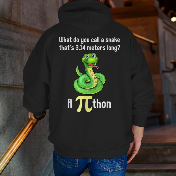 Pi Day Puns Pithon Math Teacher Jokes Women Men Kids Men Zip Up Hoodie Back Print, funny gift