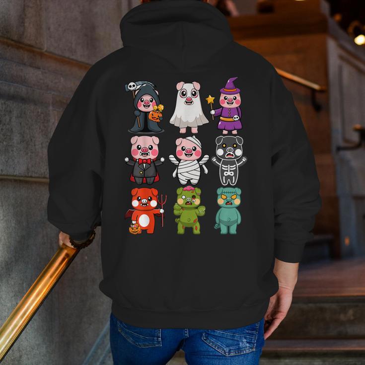Pig Spooky Ghost Witch Boo-Jee Horror Pumpkin Pig Halloween Men Zip Up Hoodie Back Print, funny gift