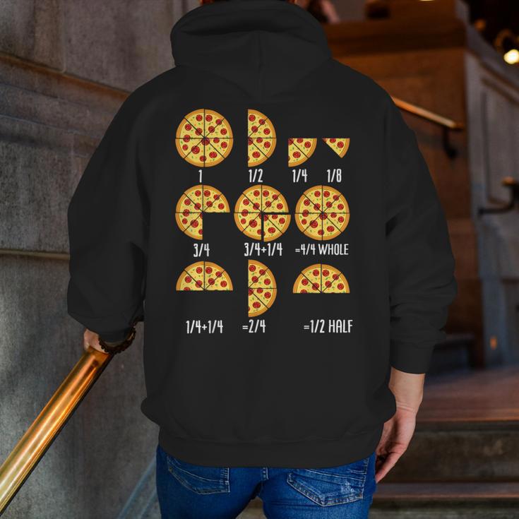Pizza Slice Fraction Math Teacher Back To School Educational Men Zip Up Hoodie Back Print, funny gift