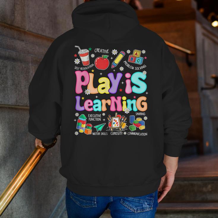 Play Is Learning Educational Teacher Women Men Zip Up Hoodie Back Print, funny gift Play Is Learning Educational Teacher Women Men Zip Up Hoodie Back Print, funny gift