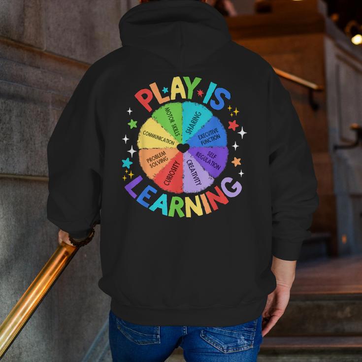 Play Is Learning Teacher Kindergarten For Men Women Kids Men Zip Up Hoodie Back Print, funny gift Play Is Learning Teacher Kindergarten For Men Women Kids Men Zip Up Hoodie Back Print, funny gift