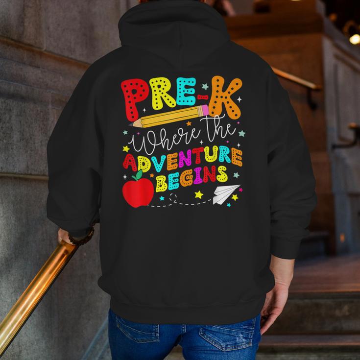 Pre-k Where The Adventure Begins First Day Of Prek Teacher Men Zip Up Hoodie Back Print, funny gift Pre-k Where The Adventure Begins First Day Of Prek Teacher Men Zip Up Hoodie Back Print, funny gift