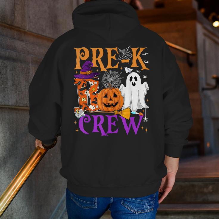 Pre-K Boo Crew Teacher Student Halloween Costume Men Zip Up Hoodie Back Print, funny gift