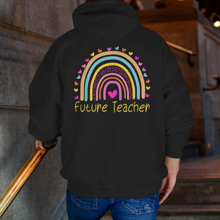 Pre-K Preschool Kindergarten Future Teacher Rainbow Men Zip Up Hoodie Back Print, Future Teacher Hoodies, funny gift