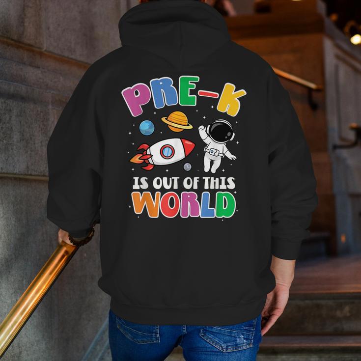 Pre-K Student Teacher Astronaut Space Back To School Men Zip Up Hoodie Back Print, funny gift