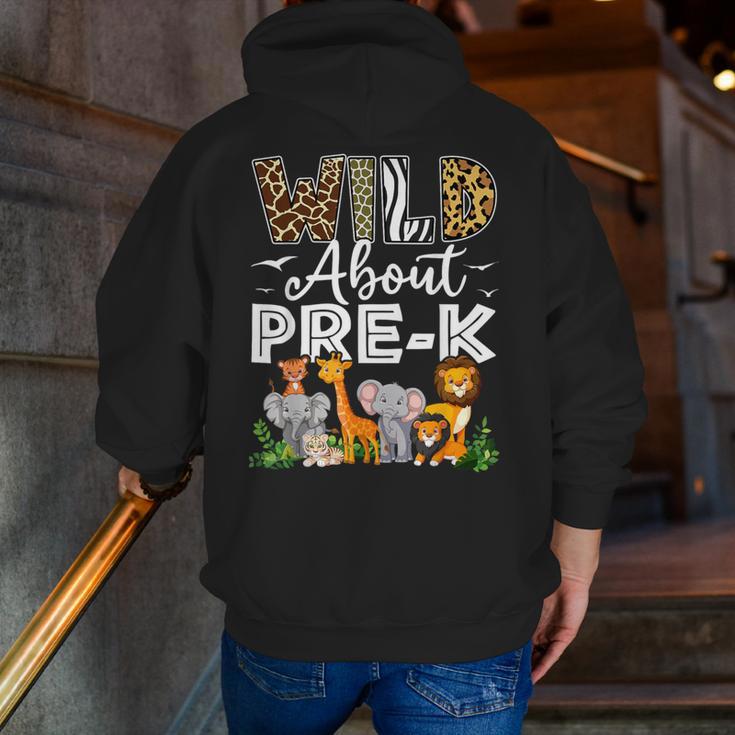 Pre-k Teacher Kids Back To School Wild About Pre-k Men Zip Up Hoodie Back Print, funny gift